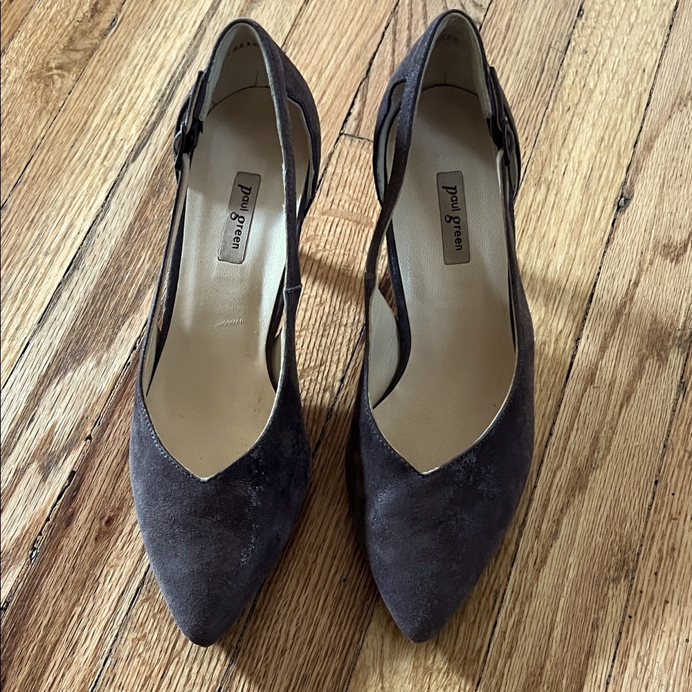 Paul Green Dark Taupe Suede Pointed Heels